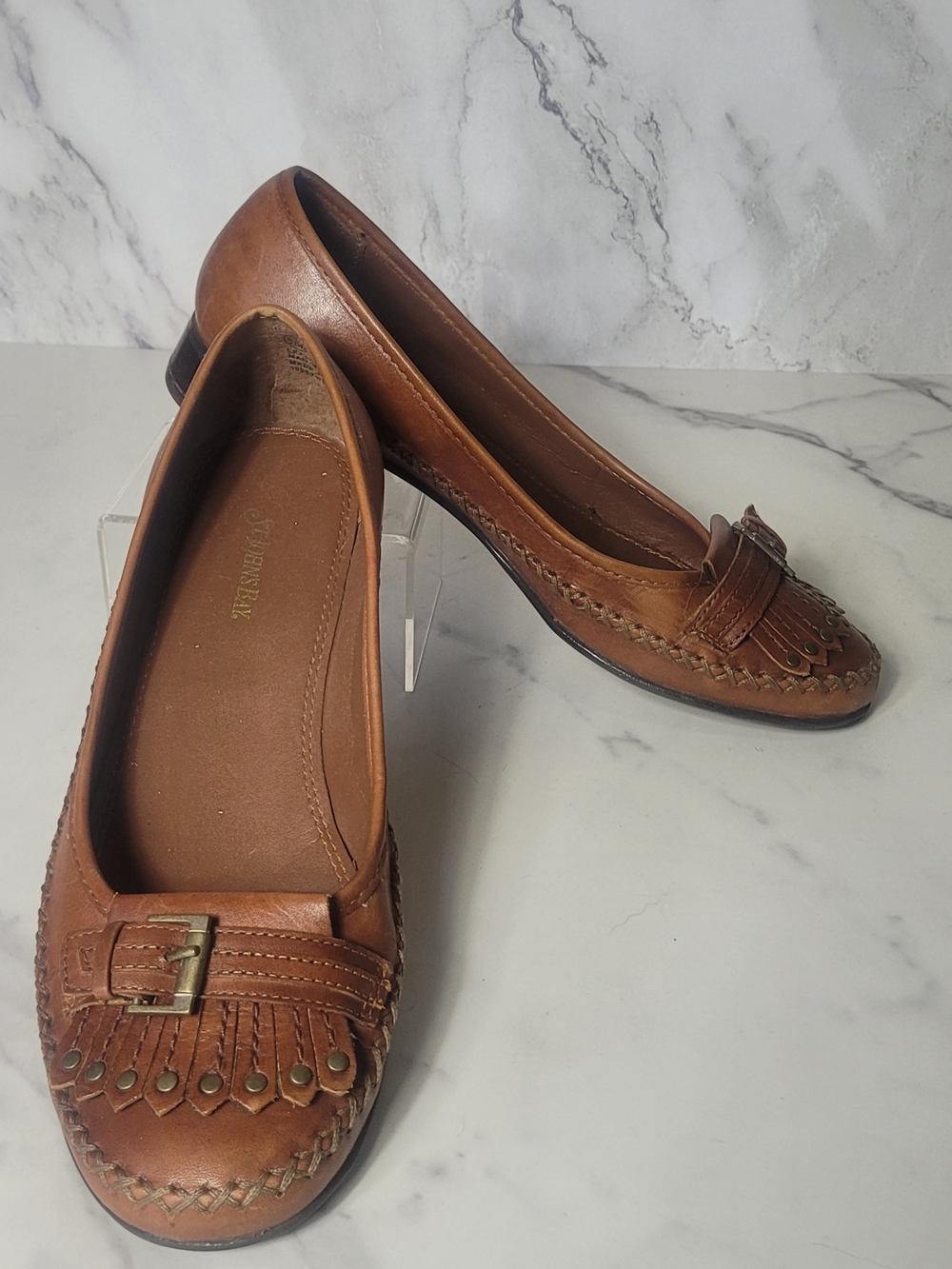 St. John's Bay Brown Leather Fringe Loafers